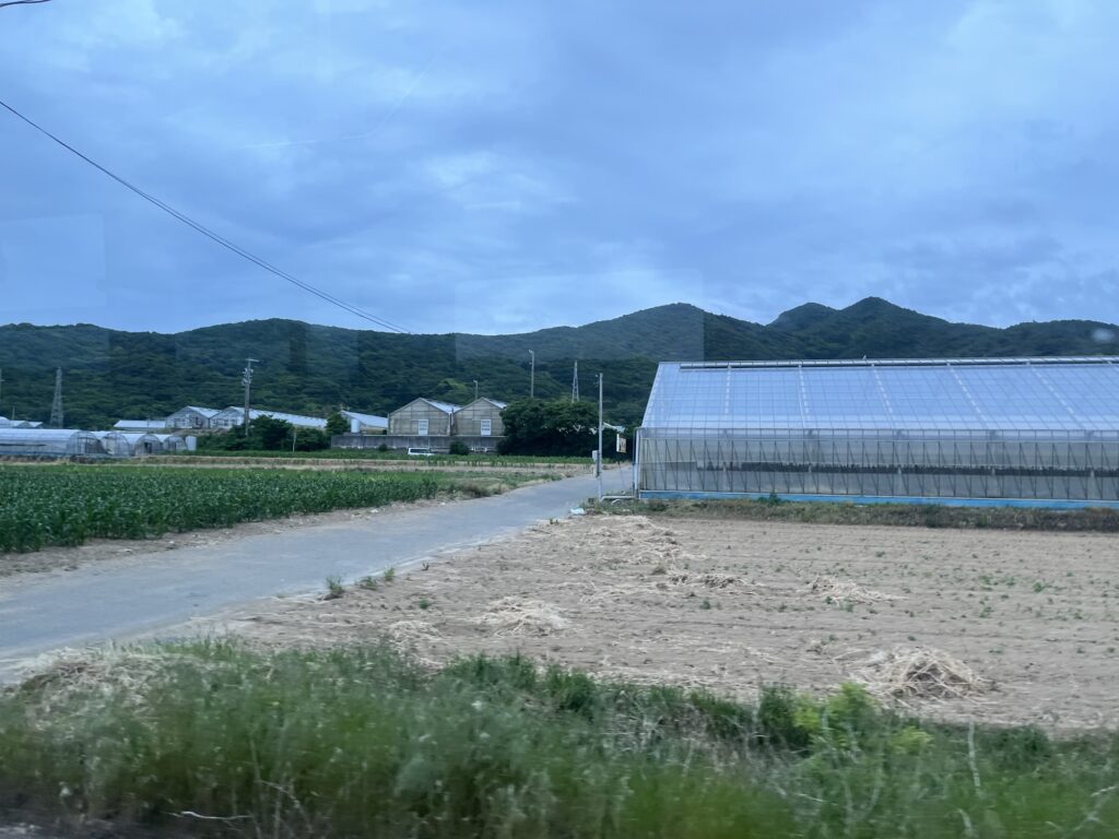 車掌から見える農業用ハウス